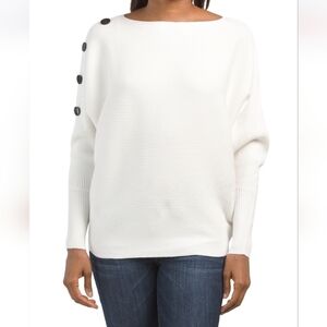 Greige Ivory Dolman Sleeve Ribbed Sweater